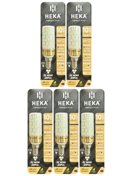 (5 Adet) Heka 10W (70W) Sarı-Günışığı-Beyaz E14 Duylu Üç Renkli Led Mısır Ampul ürün görseli 1