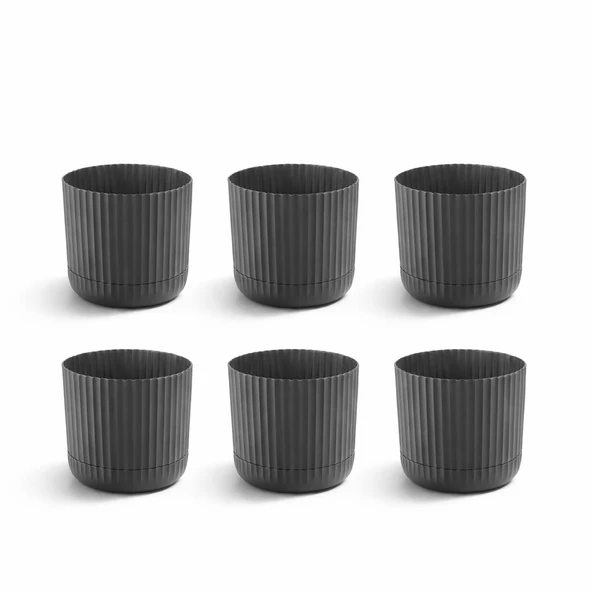 KRS-263 Zeraf Dekoratif Tabaklı Saksı Takımı 4.6 Lt No:3 Antrasit 6 Adet ürün görseli 1