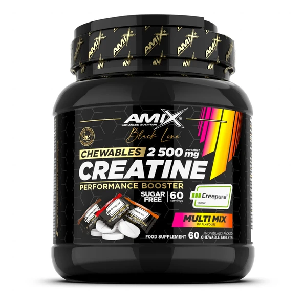 Amix Black Line Creatine Creapure 2500mg 60 Chewable Tabs Zero Sugar - Resim 3