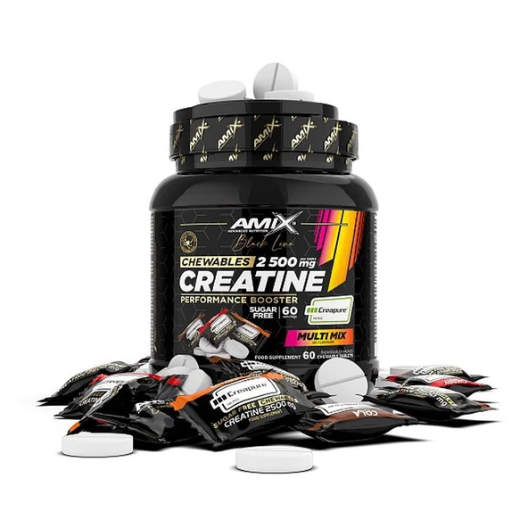 Amix Black Line Creatine Creapure 2500mg 60 Chewable Tabs Zero Sugar ürün görseli 1