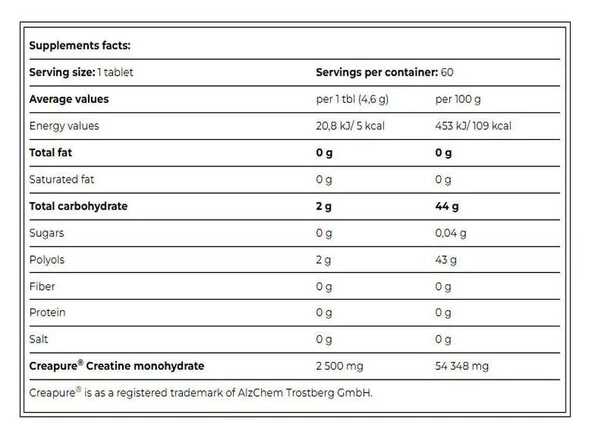 Amix Black Line Creatine Creapure 2500mg 60 Chewable Tabs Zero Sugar - Resim 6