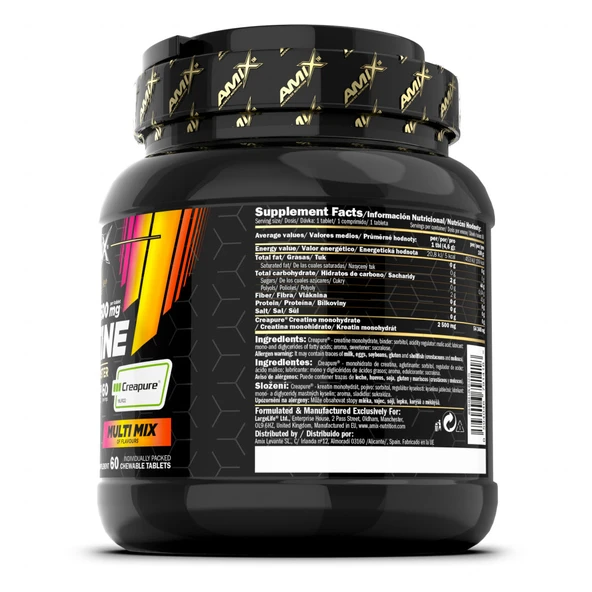 Amix Black Line Creatine Creapure 2500mg 60 Chewable Tabs Zero Sugar - Resim 4