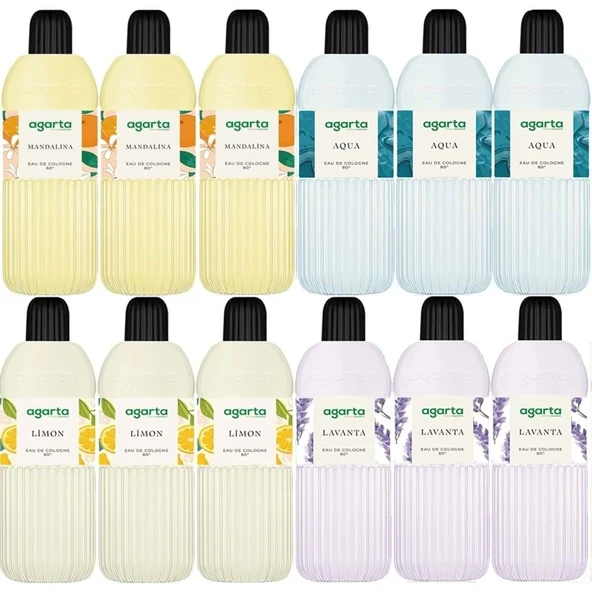 Agarta Kolonya 400 ML 80 Derece Pet Şişe (Mandalina-Aqua-Limon-Lavanta) (12 Li Karma Set) ürün görseli 1