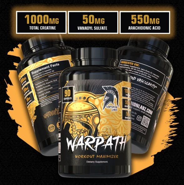 Centurion Labz Warpath Maximizer Workout Creatine Complex (Daa Aspartic acid + Vanadyl sulfate) 90 Kapsül ürün görseli 1