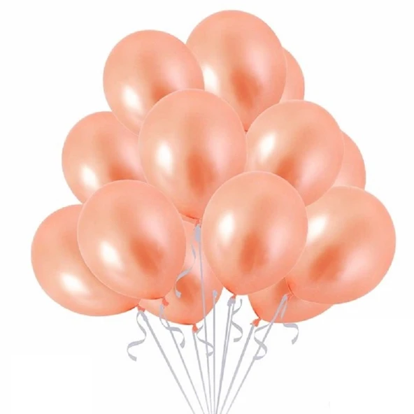100 ADET VIP PARLAK METALİK SOMON BALON SHINY METALLIC BALLOON PARLAK METALİK SOMON RENK BALON ürün görseli 1
