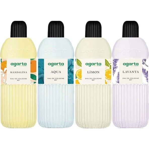 Agarta Kolonya 400 ML 80 Derece Pet Şişe (Mandalina-Aqua-Limon-Lavanta) (4 Lü Karma Set) ürün görseli 1