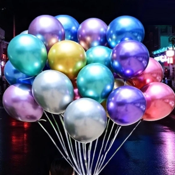 432 ADET RENKLİ KROM BALON AYNALI BALON PARLAK METALİK BALON KROM RENKLİ BALON VIP SÜSLEME BALONU ürün görseli 1