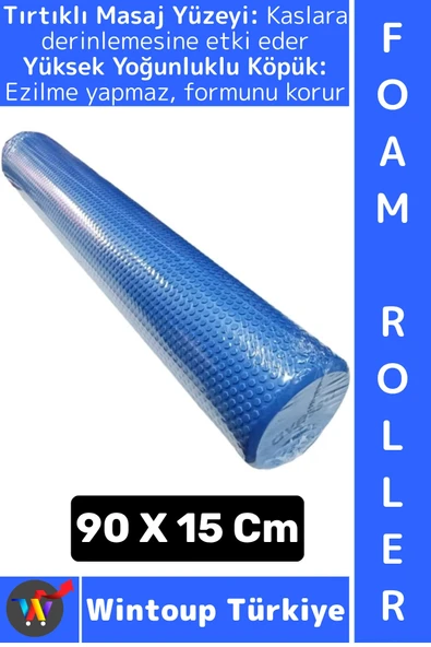 #FoamRoller Spor Fitness Egzersiz Pilates Yoga Esneme Bacak Sırt Omuz Kalça Masajlı Uzun Foam Roller ürün görseli 1