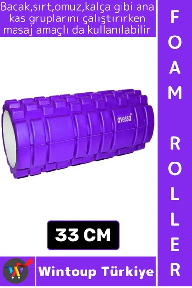 #FoamRoller Spor Fitness Egzersiz Pilates Yoga Masaj Esneme Bacak Sırt Bel Omuz Kalça Foam Roller ürün görseli 1
