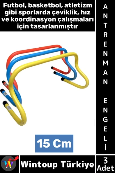 #AntrenmanMalzemesi Futbol Basketbol Atletizm Fitness Hız Çeviklik Antrenman Engeli 15 Cm X 3 Adet ürün görseli 1