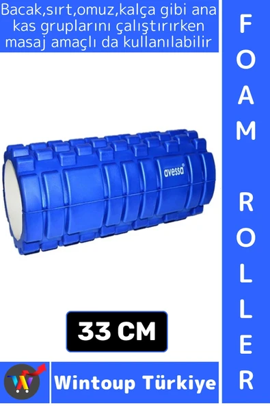 #FoamRoller Spor Fitness Egzersiz Pilates Yoga Masaj Esneme Bacak Sırt Bel Omuz Kalça Foam Roller ürün görseli 1