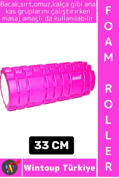 #FoamRoller Spor Fitness Egzersiz Pilates Yoga Masaj Esneme Bacak Sırt Bel Omuz Kalça Foam Roller ürün görseli 1