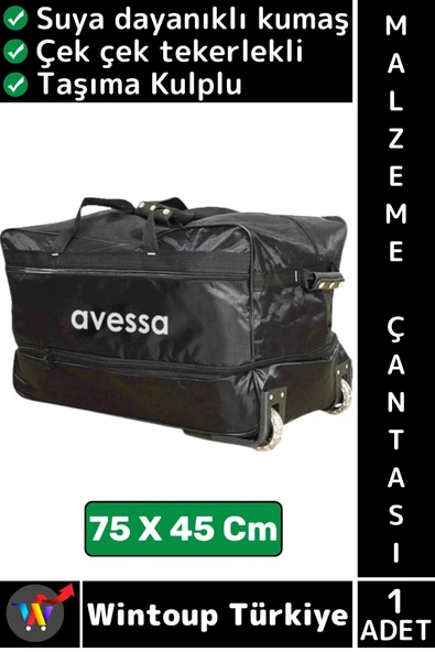 #Çanta Suya Dayanıklı Kumaş Spor Okul Futbol Antrenman Çek Çek Tekerlekli Malzeme Çantası 75 X 45 Cm ürün görseli 1