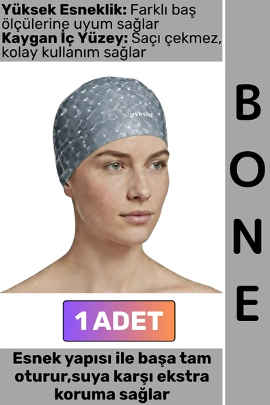 #Bone Konforlu Esnek Yumuşak Havuz Deniz Yüzme Kaygan İç Yüzey Çok Şık Kulağa Su Geçirmez Saç Bonesi ürün görseli 1