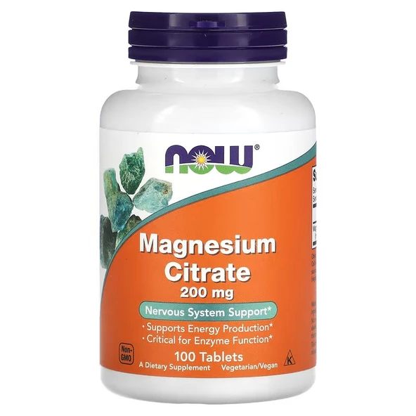 NOW Foods Magnesium Magnezyum Citrate 200 mg 100 Tablet ürün görseli 1