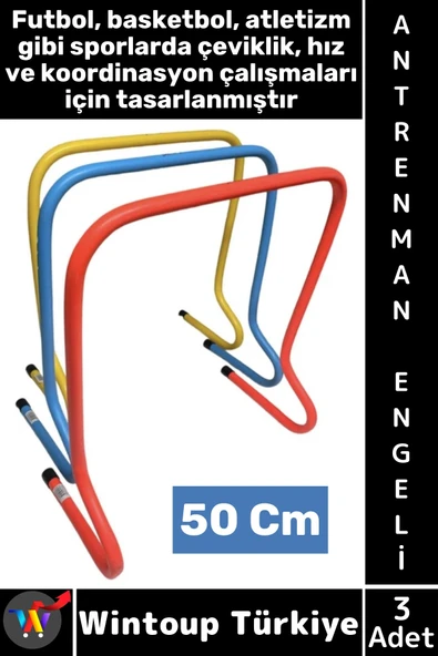 #AntrenmanMalzemesi Futbol Basketbol Atletizm Fitness Hız Çeviklik Antrenman Engeli 50 Cm X 3 Adet ürün görseli 1