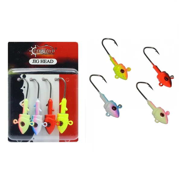 Captain 6412 Jig Head 2/0 İğneli 10gr Rigato Body 4'lü Mix Set Çift Yönlü ürün görseli 1