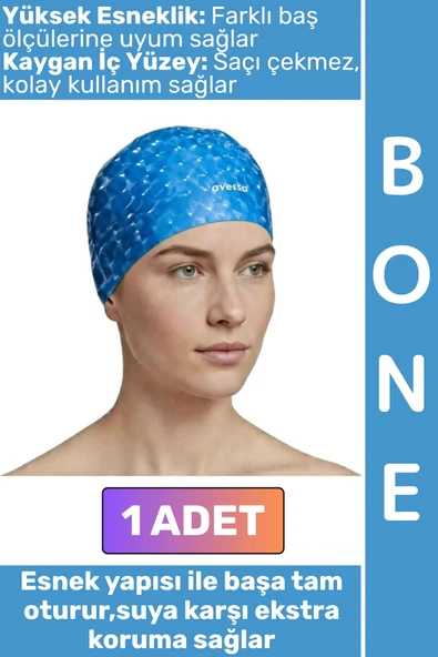 #Bone Konforlu Esnek Yumuşak Havuz Deniz Yüzme Kaygan İç Yüzey Çok Şık Kulağa Su Geçirmez Saç Bonesi ürün görseli 1