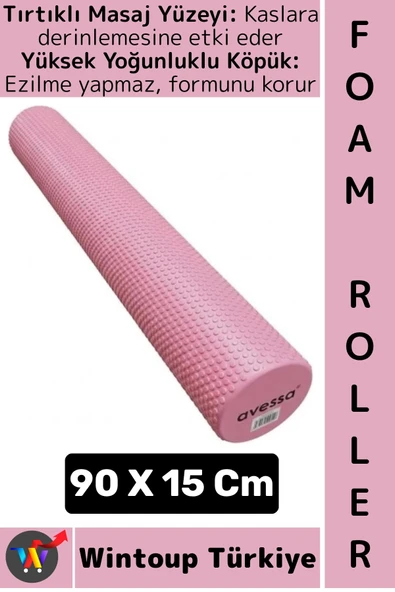 #FoamRoller Spor Fitness Egzersiz Pilates Yoga Esneme Bacak Sırt Omuz Kalça Masajlı Uzun Foam Roller ürün görseli 1