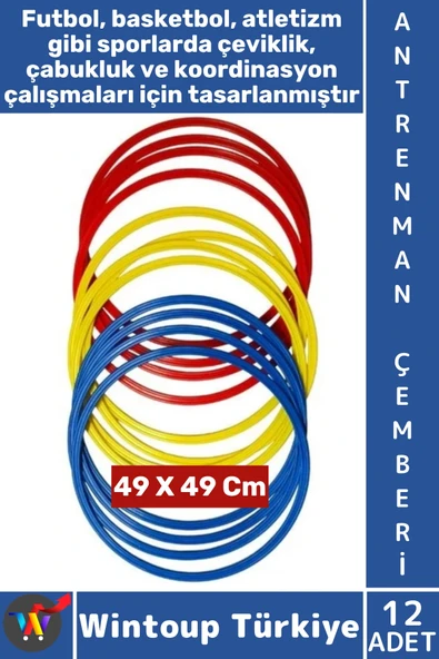 #AntrenmanMalzemesi Futbol Basketbol Spor Koordinasyon Çabukluk Çantalı Antrenman Çemberi 12'li Set ürün görseli 1