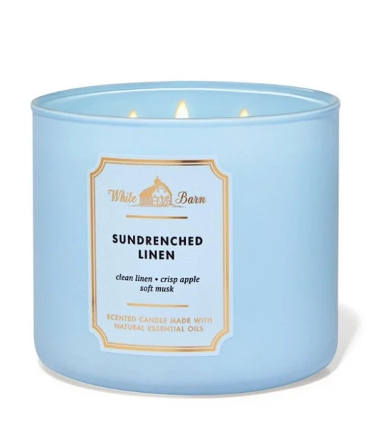 Bath & Body Works Sun-drenched Linen Büyük Mum 411 G ürün görseli 1