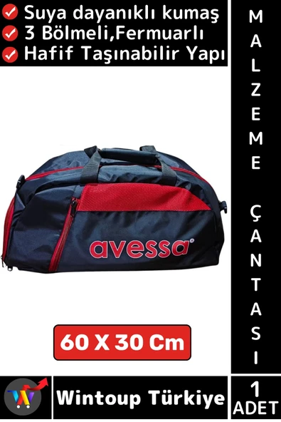 #Çanta Suya Dayanıklı Kumaş Spor Okul Futbol Antrenman 3 Bölmeli Fermuarlı Malzeme Çantası 60X30 Cm ürün görseli 1