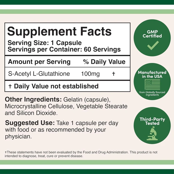 PTTAVM: Double Wood S-Acetyl Liposomal L-Glutathione Antioxidant 100mg 60 Caps