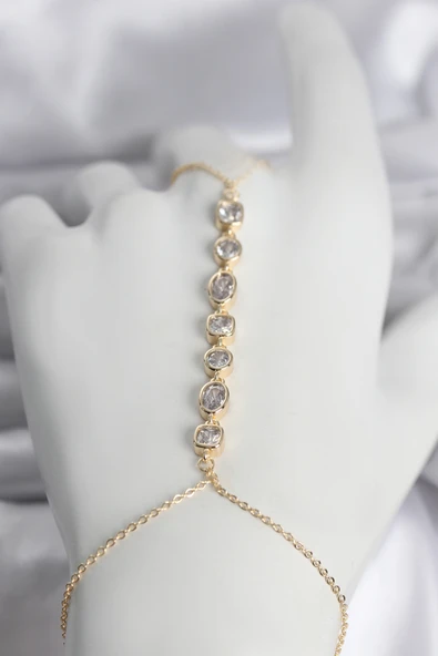 Pirinç Gold Renk Sıralı Zirkon Taşlı Kadın Şahmeran TJ-SN757 ürün görseli 1