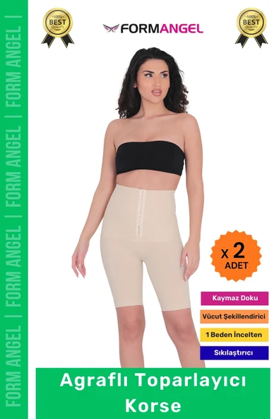 #Korse Yüksek Bel Vücut Karın Mide Şekillendirici Külot Fermuarlı Toparlayıcı Slip Korse - 2 Adet ürün görseli 1