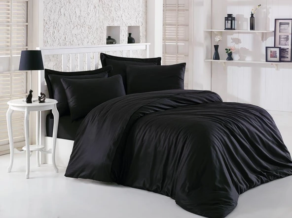 Elegant Siyah Çift Kişilik Saten Nev Takımı ürün görseli 1