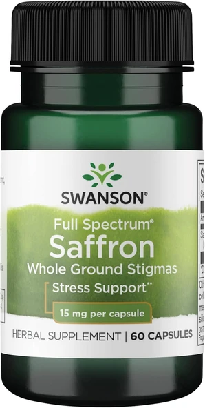Swanson Full Spectrum Saffron Safran Whole Ground Stigmas Mood Support & Stress Management 60 Caps ürün görseli 1
