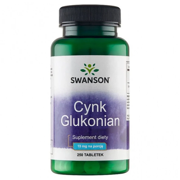 Swanson, Zinc Gluconate, 15 mg, 250 Tablets ürün görseli 1