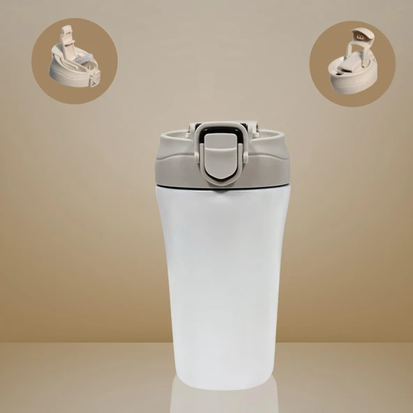 Paslanmaz Çelik Bardak Mug Termos 380 ml  Çift Katmanlı, Sızdırmaz Kapaklı ürün görseli 1