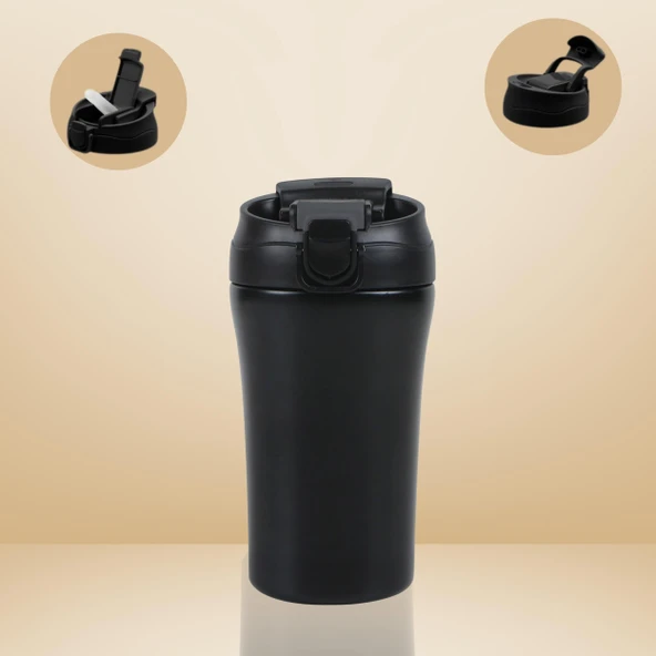 Paslanmaz Çelik Bardak Mug Termos 380 ml  Çift Katmanlı, Sızdırmaz Kapaklı ürün görseli 1