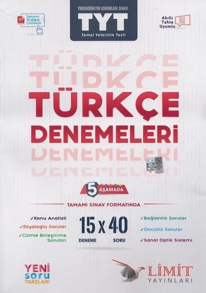 TYT Türkçe 15 X 40 5 Aşamada Yeni Soru Tarzları ile Denemeleri Limit Yayınları ürün görseli 1