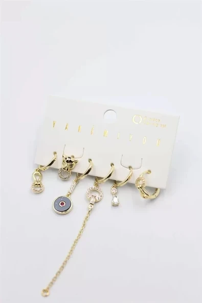 Taşlı Set Küpe - Altın ürün görseli 1