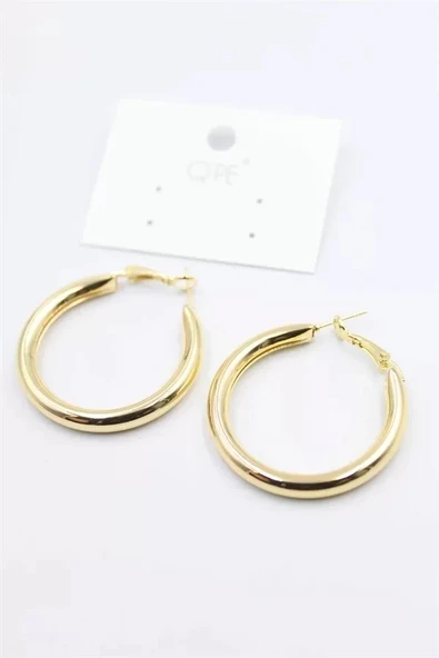 Metal Halka Küpe 3cm - Altın - Resim 2