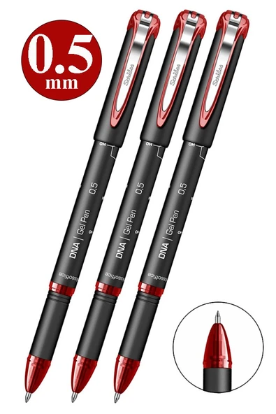 Kırmızı Pilot Kalem DNA Gel Pen 3 Adet Scrikss Pilot Kalem 0.5mm Roller Uç Pilot Kalem İnce Uçlu Likit Mürekkepli ürün görseli 1