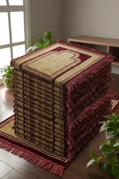 10 Adet Kadife Seccade Bordo (70cmx110cm 400gr) Hac Ve Umre Hediyesi ürün görseli 1