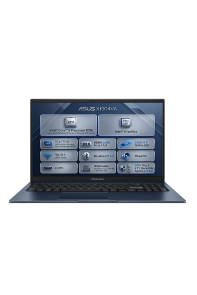 ASUS Vivobook 15 Core 5 120 8GB 512GB 15.6" FHD Freedos Laptop X1504VA-BQ5387 ürün görseli 1