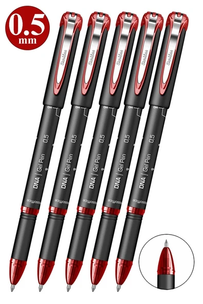 Kırmızı Pilot Kalem DNA Gel Pen 5 Adet Scrikss Pilot Kalem 0.5mm Roller Uç Pilot Kalem İnce Uçlu Likit Mürekkepli ürün görseli 1