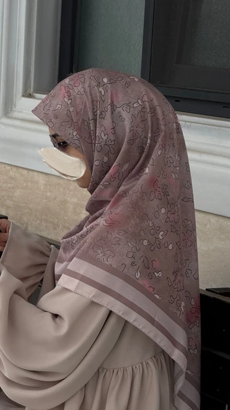 Pamuklu Soft Minâ Desen Eşarp-Pudra - Resim 2