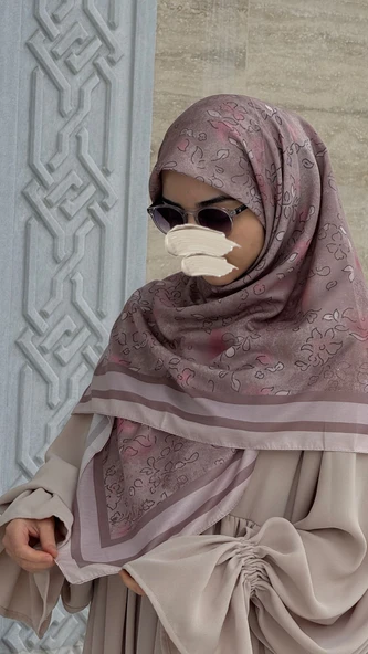 Pamuklu Soft Minâ Desen Eşarp-Pudra - Resim 8
