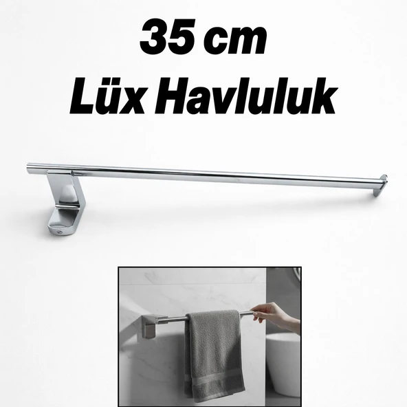 Metal Havluluk Krom 35 Cm Vidalı Duvara Monte Paslanmaz Duvar Tipi Mutfak Banyo Havlu Aparatı ürün görseli 1