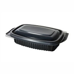 ŞeyliŞeyler Tek Bölmeli Kapaklı Siyah Yemek Kabı (Isıya Dayanıklı) 750 gr 100 Adet ürün görseli 1