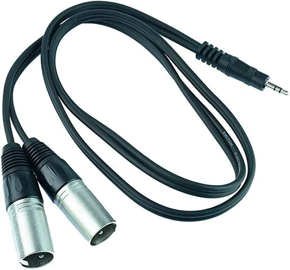3.5 mm Stereo to Dual 3 Pin XLR Erkek Ses Kablosu 1.5 Metre ürün görseli 1