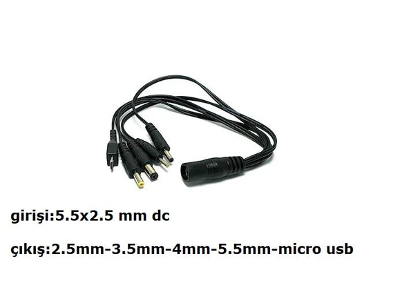 5.5x2.5 mm Dişi to 5'li Adaptör DC Uç Çevirici ürün görseli 1