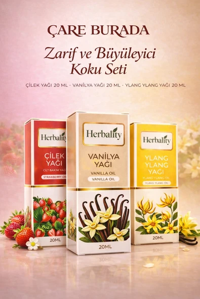 Zarif ve Büyüleyici Koku Seti (Çilek Yağı & Vanilya Yağı & Ylang Ylang Yağı) ürün görseli 1