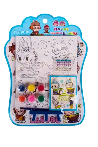 mini şövaleli 15x20 cm ebat çocuklara özel labubu ve arkadaşları boyama seti 1 adet ürün görseli 1