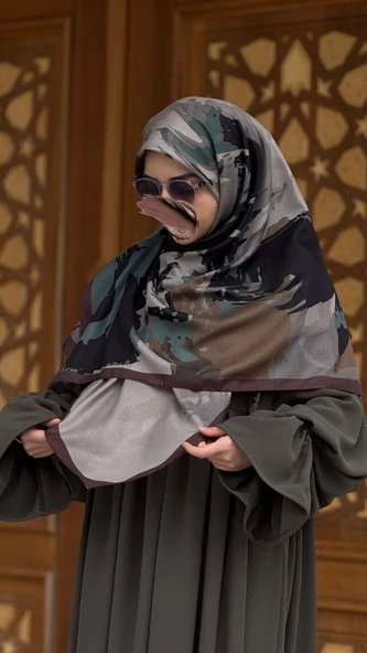 Pamuklu Soft Erva Desen Eşarp-Acı Kahve - Resim 10